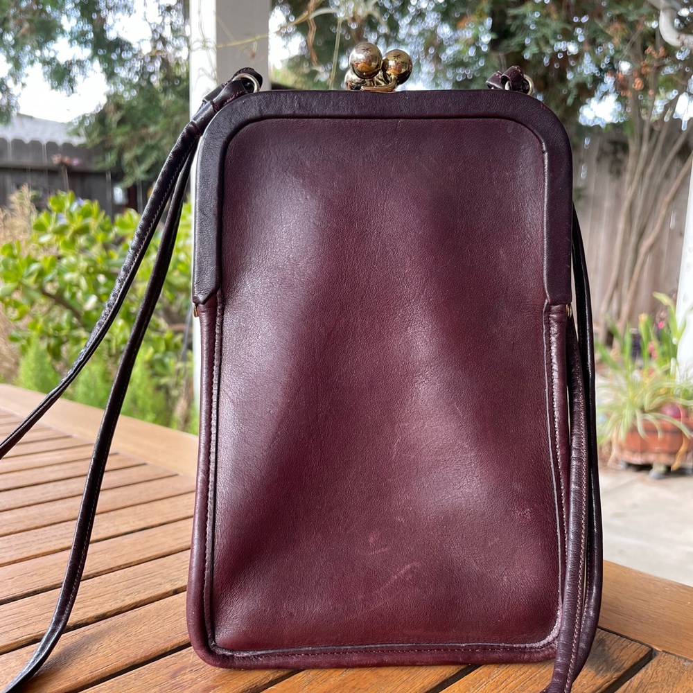 SOLD onOTHER PLATFORM SassyClassy Vintage Coach Burgundy Swinger Double Kisslock